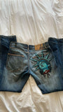 GETADME Y2k 2000s Statue of liberty Diamonds Jeans Casual Denim Pants High Waist Straight Wide Leg Jeans Harajuku Vintage Women Clothing
