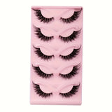 GETADME 5 Pairs Cat Eye False Eyelashes - Hypoallergenic, Natural Long Manga Lashes With Winged Ends For Extended Eye Look