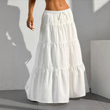 GETADME SpringSummer Women's Half length Skirt with Strap Splicing Large Swing Skirt Loose Long Skirt Women's Wear