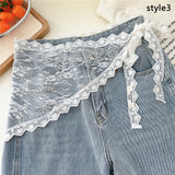 GETADME Y2K Mini Skirts Women Harajuku Aesthetic White Tulle Bandage Skirt Japanese Vintage Lolita Lace Trim Miniskirt Matching Pants