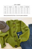 GETADME Green Knitted Cardigan Sweater Coat 2025 Women's Autumn Winter Thickened Soft Outerwear Fashion Horn Buckle Knitwears Sweater