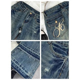 GETADME American retro low-waisted jeans female autumn new embroidery old casual fashion temperament slim Joker bell bottoms.
