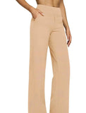 GETADME Casual Loose Straight Leg Pants Women's Summer New Arrival 2025 Pocket Detail Comfortable Fit Long Trousers Fashionable