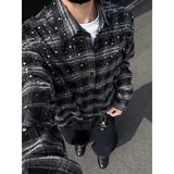 GETADME Starry Shirt men fashion 2025 New long sleeve shirts grid loose  Stage performance costumes high quality Star shirt
