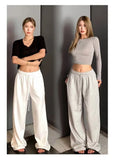 Y2K Wide Leg Pants Women Casual Sports Sweatpants Oversized Jogging Wide Leg White Pants Jogger Hip Hop Sports Pants