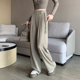 GETADME High Waist Buttons Suit Wide Leg Women's Full Pants 2025 New Spring Summer Female Elegant Minimalism Straight Loose Trousers