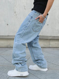 GETADME Spring Autumn Men Baggy Jeans Oversize Straight Loose Casual Denim Trousers Solid Color Streetwear Fashion Y2k Wide Leg Pants