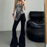 GETADME Vintage Black Gothic Baggy Jeans Women 2025 Spring Harajuku Oversize Y2k Denim Cargo Pants 2000s Trashy Rise Low Trousers