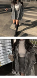 GETADME Spring Autumn 2025 New Houndstooth Suit Women's Fashion Loose Double-Breasted Cotton Woolen Coat+High Waist Skirt Two-Piece Suit
