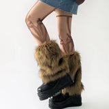 GETADME Vintage Faux Fur Leg Warmers Furry Boots Cover Socks Winter Thickened Plush Socks Hot Girl Jk Punk Hiphop Cosplay Accessories