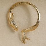 GETADME 레트로 기하학적 금붕어 코이 목걸이 토크 초커 여성용 유럽 미국 스타일 개성 커프 목걸이 주얼리