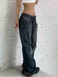 GETADME 2025 Autumn Women's Blue Y2k Baggy Jeans Harajuku Japanese 2000s Style Denim Trousers American Vintage Jean Pants Trashy Clothes