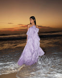 GETADME Chic Halter Pleated Women's Long Dress Flower Sleeveless Backless Cascading Ruffle Robe 2025 Summer Fashion Female Party Dresses
