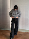 GETADME Korean Fashion Wide Leg Denim Jeans Women High Waist Loose Baggy Pants Streetwear Y2K Straight Trousers Vintage Female Pants