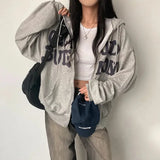 GETADME Women Sweatshirt Hoodie Clothes Y2k 2025 Fall New Hoodies Women High Street Harajuku Retro Hip Hop Zip Up Hoodie Loose Hoodie