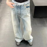 Getadme-Hip Hop New Branch Pattern Washed Jeans Unisex Straight Baggy Y2K Denim Trousers Vintage Blue Loose Casual Cargo Pants Oversized