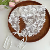 GETADME 2 in 1 Triangle Short Skirt Half Skirt Butt Curtain Skirt Lace Trim Apron Soft Lace Stacked Ins Style Korean Spring Headscarf