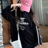 GETADME Bow Cartoon Loose T Shirt Teenage Girl Clothes 7 8 Years Children's Long T-shirt Top Spring Autumn Kids 2025 Clothing Little 10