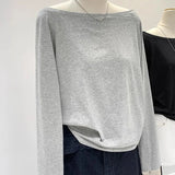 GETADME One Shoulder Cotton Slant Shoulder Long Sleeve Women's Clothing Style Interior Wide Truffle Shoulder Base Autumn Winter Shirt