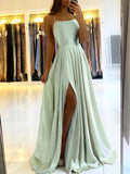 GETADME Elegant Dusty Blue Long Prom Dresses For Women 2025 Sexy Side Slit Satin Evening Party Cocktail Gowns Maxi Vestidos De Gala