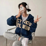 GETADME Women Sweatshirt Hoodie Clothes Y2k 2025 Fall New Hoodies Women High Street Harajuku Retro Hip Hop Zip Up Hoodie Loose Hoodie