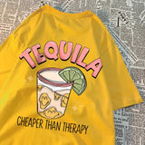 GETADME Tequila Is Cheaper Than Therapy Woman's Tops Simple Casual Clothing Creative Round Neck T-shirts Fashion Summer Woman Clothing