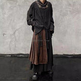 GETADME 2025 new chinese calligraphy pattern splicing design of two pieces of wide-leg culottes fashion design sense martial arts pants