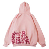 Getadme 2024 Y2K Streetwear Pink Hoodie Sweatshirt Funny Cartoon Graphic Hoodie Autumn Harajuku Anime Hooded Pullover Hip Hop Hipster