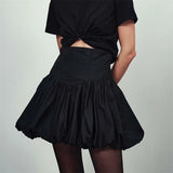 GETADME Women Y2K Bubble Skirt High Waist Ruffle Hem A Line Pleated Mini Short Skirt Teen Girls Puffy Short Skirts Streetwear