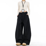 GETADME High Waist Women Suit Pants Straight Office Ladies Korean Fashion Trousers Casual Button Loose Female Black Pants New 2025