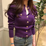 GETADME Autumn Winter Long Sleeve Fashion Women Cardigans Sweater Knitted Coat Short Casual Single Breasted Korean Slim Chic Ladies Tops