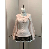 GETADME Gray Cute Cat O-neck Knit Elegant Pullover Woman 2025 Winter Design Harajuku Tops Feamale Y2k Long Sleeve Retro Sweaters Mujer