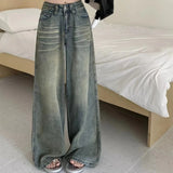 GETADME Y2K Loose Straight Leg Jeans Women Trousers Baggy Wide Fit Casual High Waist Retro Washed Vintage Style Women's Jeans Jeans
