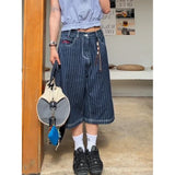 GETADME Harajuku Y2k Women's Light Blue Calf Length Cargo Jeans Baggy Denim Trousers Japanese 2000s Oversize Jean Pants Vintage Clothes