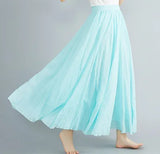 Robe longue en coton et lin Mori Girl, 28 couleurs, taille élastique, coupe trapèze, style ethnique, couleur unie, pour femme.