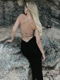 GETADME Cryptographic Sexy Backless Bandage Maxi Dress for Women Summer Holiday Fashion Elegant Sleeveless Club Party Dresses Vestido