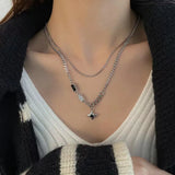 GETADME Punk Stainless Steel Star Geometry Pendant Necklace for Men Hip Hop Elements Jewelry