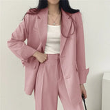 GETADME Fashion 2025 Spring and Autumn Small Suit Retro jacket slim 2-piece Set For Women Korean Style Casual Top and Pants Suit