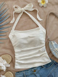 GETADME 2025 Summer New Women's Fashion Crop Halter Inside The Halter Wearing Sleeveless Short Slimming Vest Top