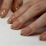 GETADME 24Pcs Short Oval Head Blush Pink Press on Nails with Simple Designs Almond Nails Wearable Acrylic Full Cover Nail Tips with Glue