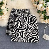 Jupe midi imprimée zèbre coréenne GETADME 2025 pour femme, automne, coupe trapèze, taille haute, ample, style mini vintage