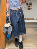 GETADME Women's Light Blue Calf Length Cargo Jeans Harajuku Y2k Baggy Denim Trousers Japanese 2000s Oversize Jean Pants Vintage Clothes