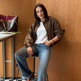 GETADME Women's 2025 new Jackets Autumn Fashion Loose Bat Sleeves Elegant Women's Jackets Chic Street Youth Autumn Long Sleeves Coats