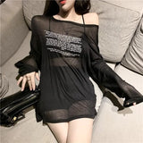 GETADME Loose T-shirts for Women Letter Pattern Simple Design Korean Style Summer Clothing Thin All-match Young Students Tops New Trendy