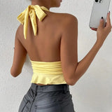 GETADME Women's Sexy Tight Fitting Deep V-neck Pleated Top Tight Fitting 2025 Spring Beach Resort Nightclub New Model Women's Sexy Tigh