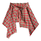 GETADME Unisex Layered A Line Wrap Skirt Hiphop Street Dance Checkered Hip Scarf Tie Up Asymmetrical Overskirt Shirt Extender