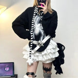 Jupes à volants froncées Harajuku Kawaii, style printemps, shorts blancs assortis, style Y2K E-Girl, taille haute.