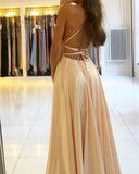 GETADME FATAPAESE 프롬 드레스 스판덱스 새틴 슬릿 사이드 드레스 A라인 스쿱 스트레치 슬립 새틴 하이 스플릿 롱 심플 이브닝 파티