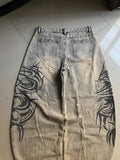 GETADME American Y2K New Grey Printing Baggy Jeans Men Women High Street Vintage Hip Hop Harajuku Casual Joker Couple Wide-leg Pants