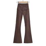Getadme - Tenues d'automne pour femmes : pantalons de yoga skinny, leggings évasés, style coréen, streetwear, pantalons de yoga décontractés noirs à jambes évasées